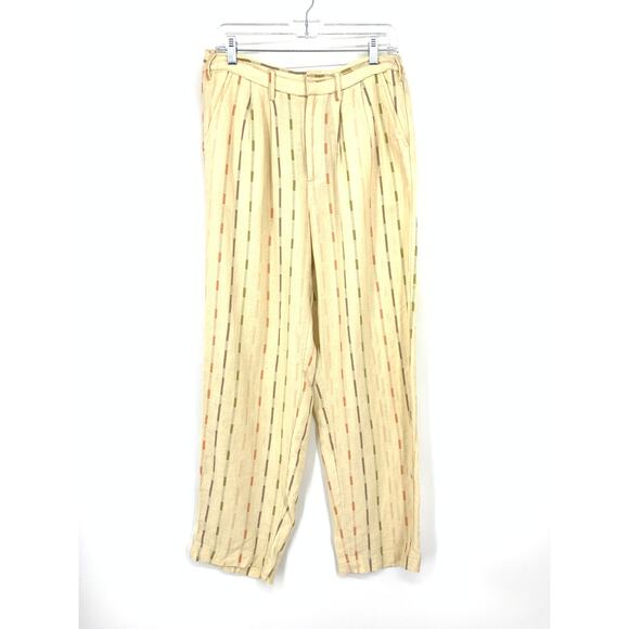 Free People Soft Spirit Trousers Womens Sz 6 Beige Sand Combo Cotton Linen Blend - Picture 1 of 7